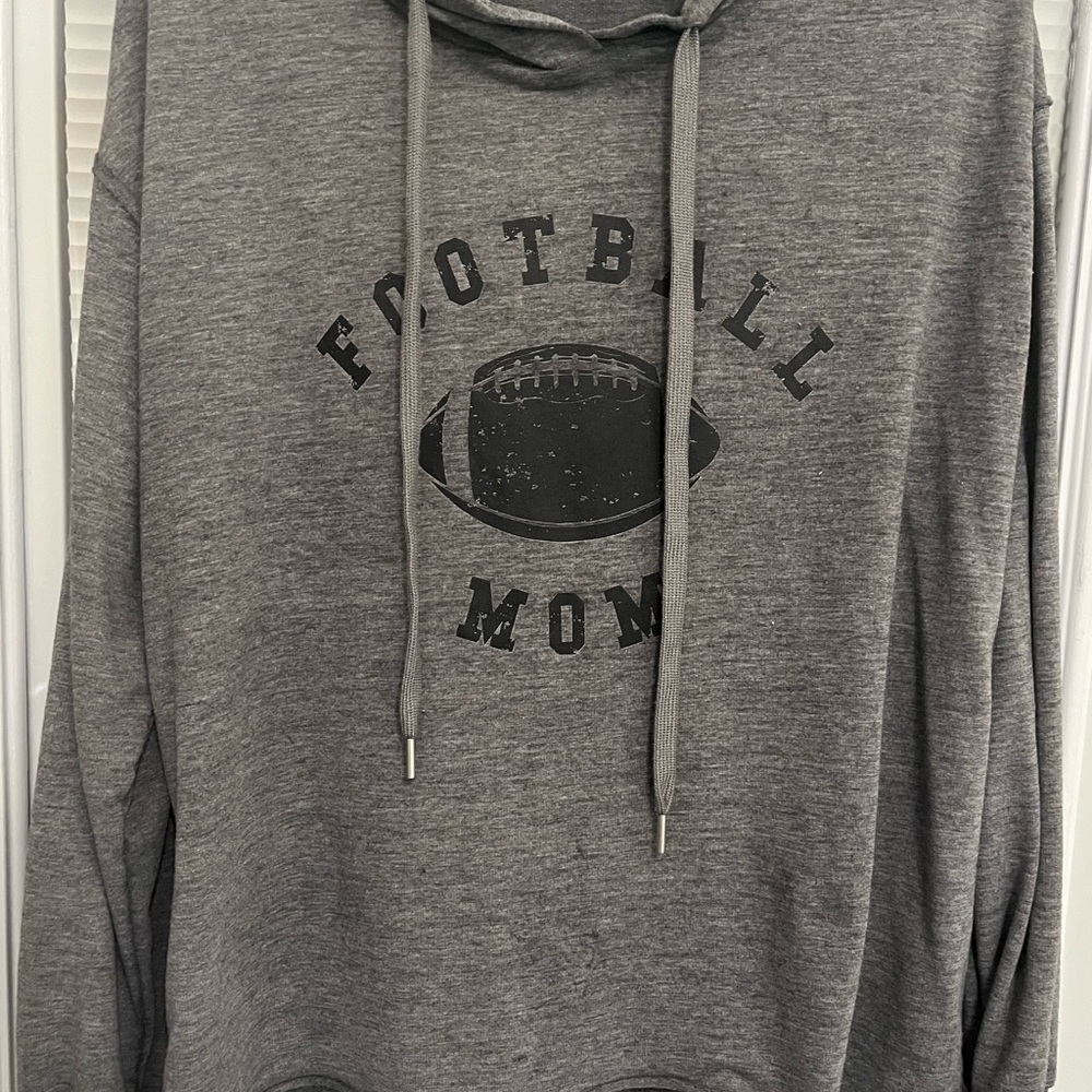Gray Football Mom Hoodie
